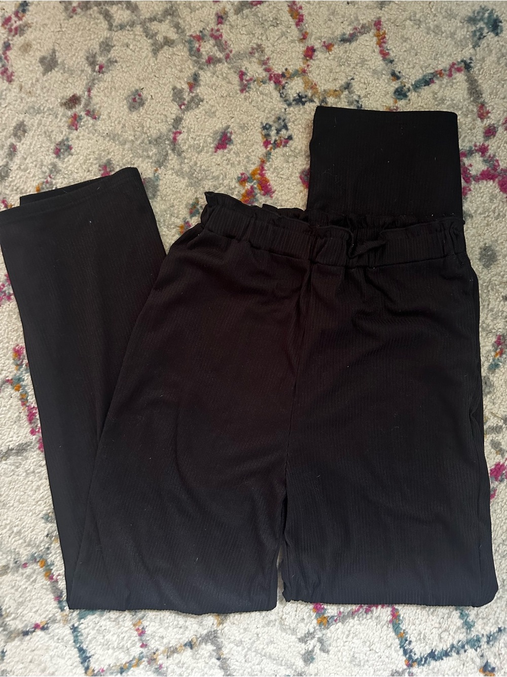 Alya Black Wide-Leg Knit Pants